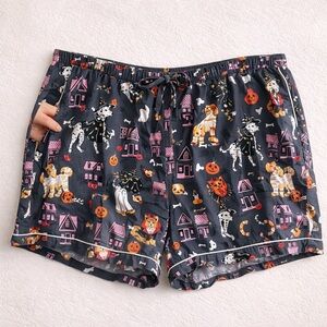 Printfresh Howloween Boyfriend Black Dog Costume Print Boxer Pajama Shorts 4X